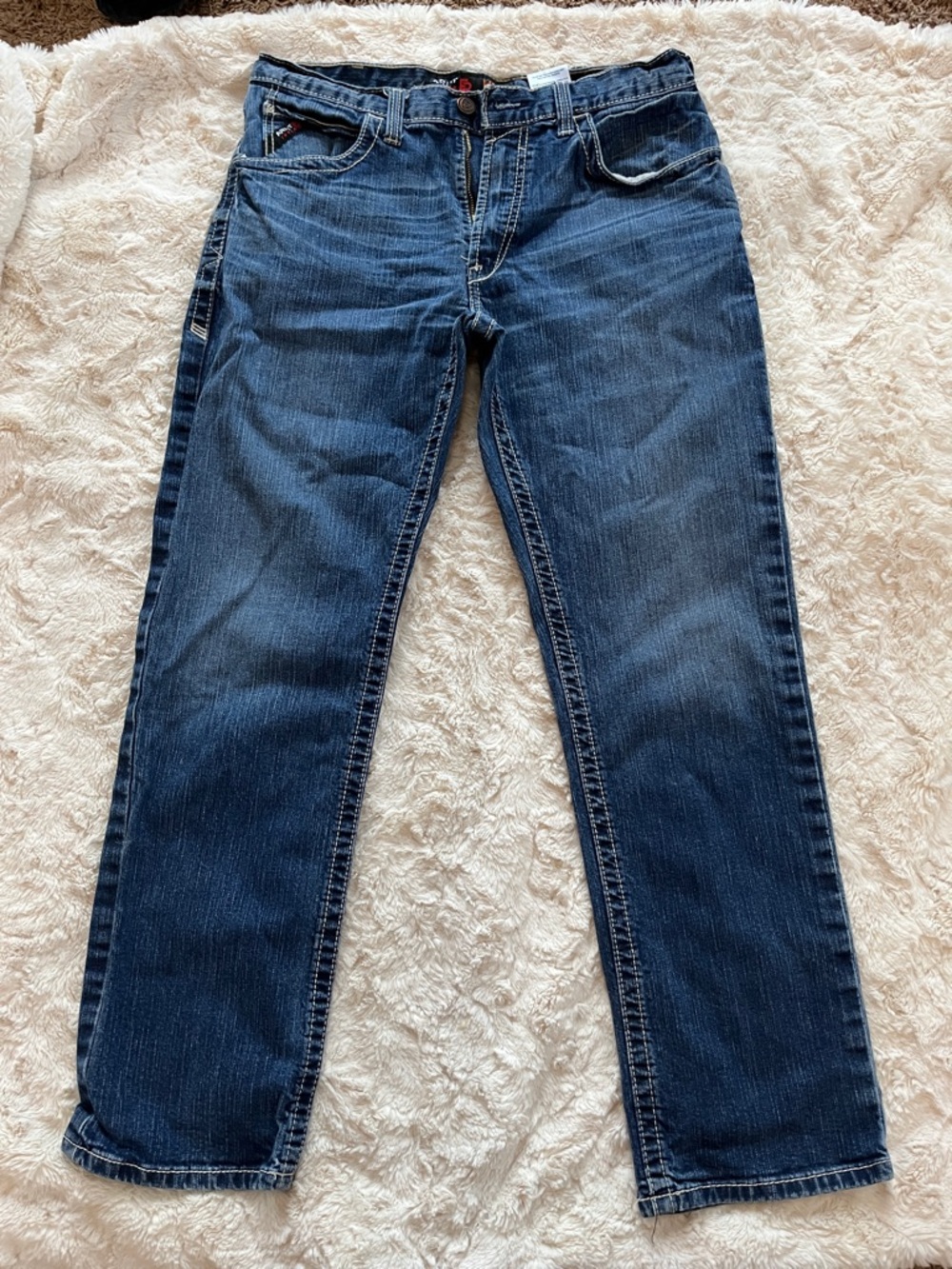 Ariat Men's Straight Leg Flame Resistant Dark Blue Denim Jeans